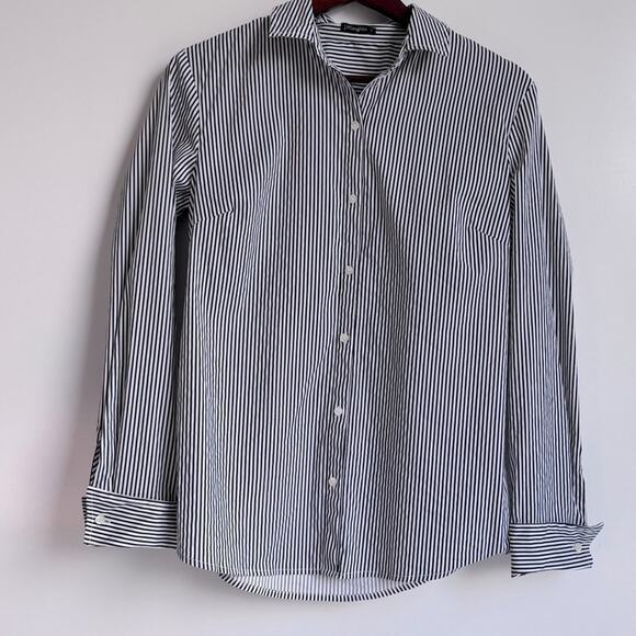 J. McLaughlin Women's Black White XS Button Down Long Sleeve Cotton Dress Stretc - Picture 1 of 7